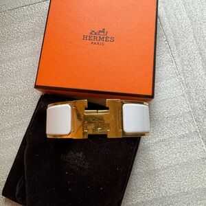 White Hermes Clic Clac Bracelet